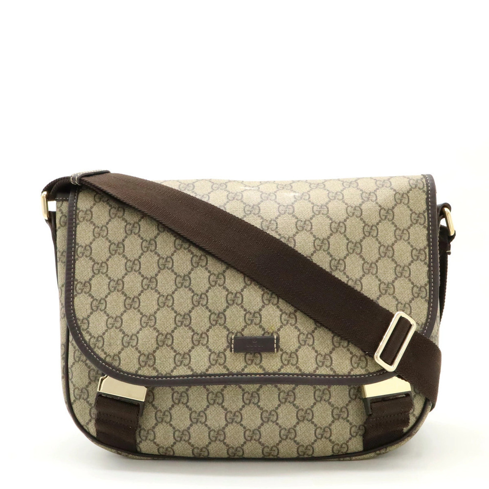 Gucci GG Supreme Plus Messenger Crossbody Leather Beige Brown Cream
